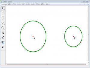 关于几何画板实操教学，画出两圆的内公切线。