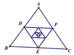 经验分享几何画板迭代功能使用教学，在三角形构造内接中点三角形。