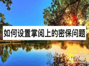 经验分享怎么设置掌阅上的密保问题。