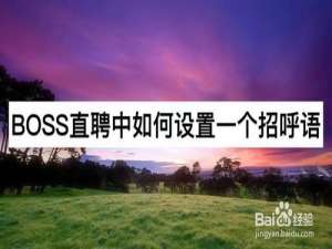 经验分享BOSS直聘中怎么设置一个招呼语。