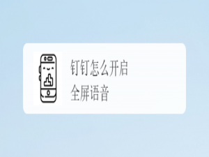 我来说说钉钉全屏语音功能怎么用。