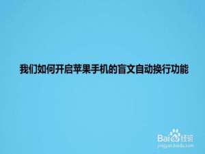 我来说说苹果手机盲文自动换行开启步骤介绍。