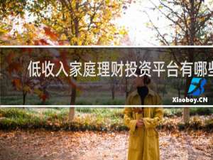 低收入家庭理财投资平台有哪些