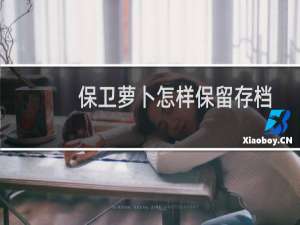 保卫萝卜怎样保留存档