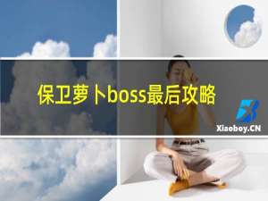 保卫萝卜boss最后攻略