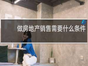 做房地产销售需要什么条件