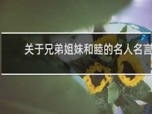 关于兄弟姐妹和睦的名人名言