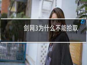 剑网3为什么不能拾取