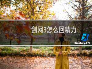 剑网3怎么回精力