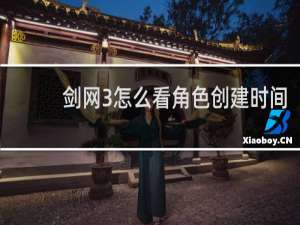 剑网3怎么看角色创建时间