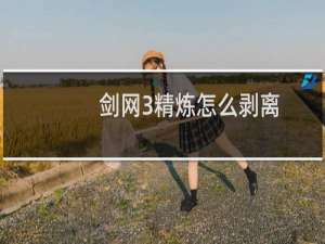 剑网3精炼怎么剥离