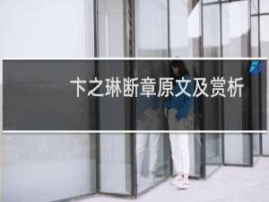 卞之琳断章原文及赏析（卞之琳断章原文欣赏及赏析）