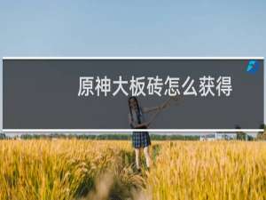 原神大板砖怎么获得