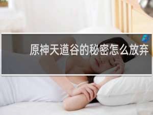 原神天遒谷的秘密怎么放弃