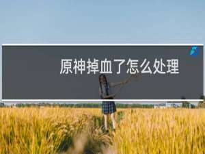 原神掉血了怎么处理