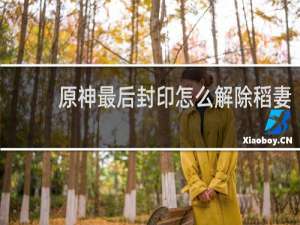 原神最后封印怎么解除稻妻