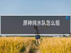 原神纯水队怎么组