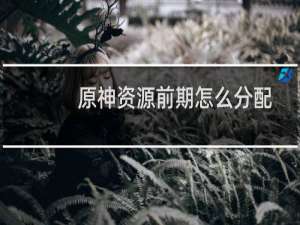原神资源前期怎么分配
