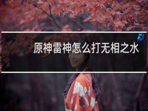 原神雷神怎么打无相之水