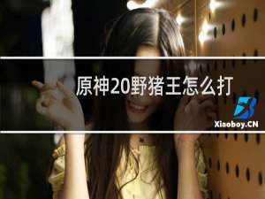 原神 野猪王怎么打