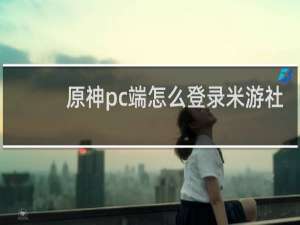 原神pc端怎么登录米游社