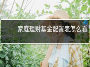 家庭理财基金配置表怎么看
