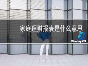家庭理财报表是什么意思