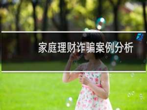 家庭理财诈骗案例分析