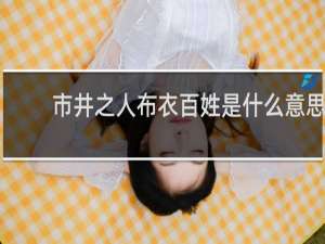 市井之人布衣百姓是什么意思