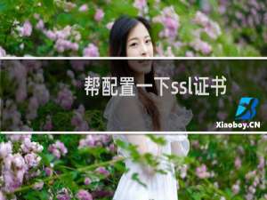 帮配置一下ssl证书 已经扣费过的