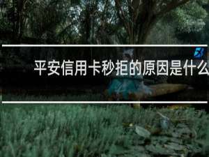 平安信用卡秒拒的原因是什么