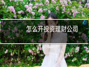 怎么开投资理财公司