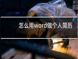 怎么用word做个人简历