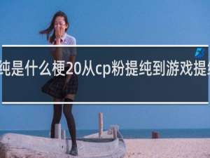 提纯是什么梗 从cp粉提纯到游戏提纯什么梗