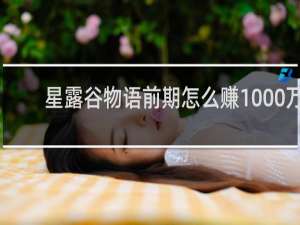 星露谷物语前期怎么赚1000万