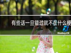 有些话一旦错过就不在什么梗