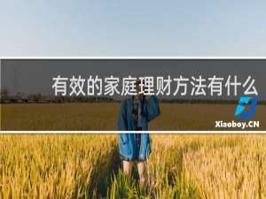 有效的家庭理财方法有什么