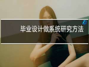 毕业设计做系统研究方法
