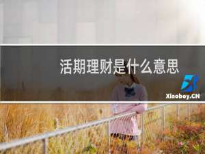 活期理财是什么意思