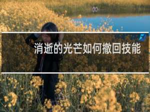 消逝的光芒如何撤回技能