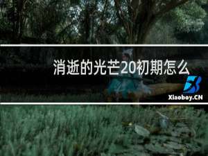 消逝的光芒 初期怎么