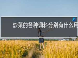 炒菜的各种调料分别有什么用