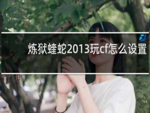 炼狱蝰蛇2013玩cf怎么设置