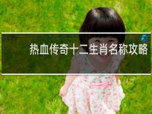 热血传奇十二生肖名称攻略