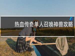 热血传奇单人召唤神兽攻略