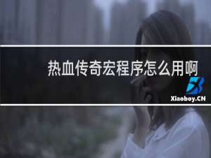 热血传奇宏程序怎么用啊