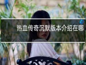 热血传奇沉默版本介绍在哪