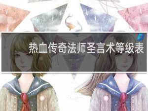 热血传奇法师圣言术等级表