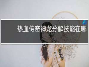 热血传奇神龙分解技能在哪