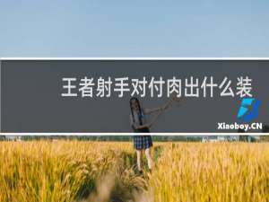 王者射手对付肉出什么装